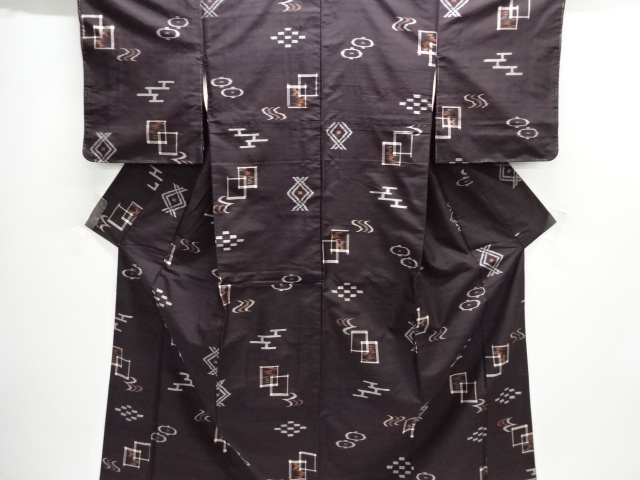 JAPANESE KIMONO / ANTIQUE KIMONO / SILK / TSUMUGI / WOVEN KASURI PATTERN
